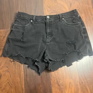 Aerie black denim distressed shorts size medium
